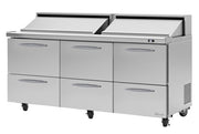 Turbo Air PST-72-D6-N 72 5/8" PRO Series Sandwich/Salad Prep Table w/ Refrigerated Base - Donut-Equipment.com