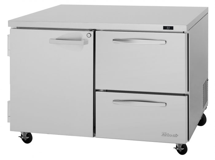 Turbo Air PUR-48-D2R-N 48 1/4" W Undercounter Refrigerator w/ (2) Sections - (1) Door & (2) Drawers - Donut-Equipment.com