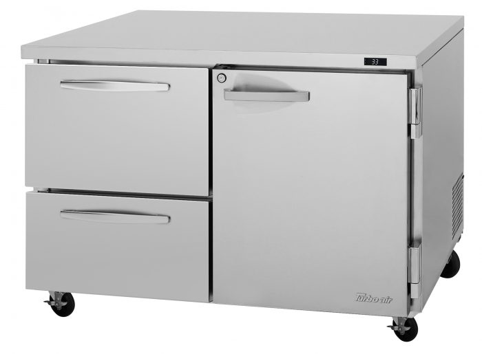 Turbo Air PUR-48-D2R-N 48 1/4" W Undercounter Refrigerator w/ (2) Sections - (1) Door & (2) Drawers - Donut-Equipment.com