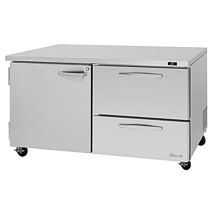 Turbo Air PUR-60-D2R-N 60 1/4" Undercounter Refrigerator w/ (2) Sections - (1) Door & (2) Drawers - Donut-Equipment.com