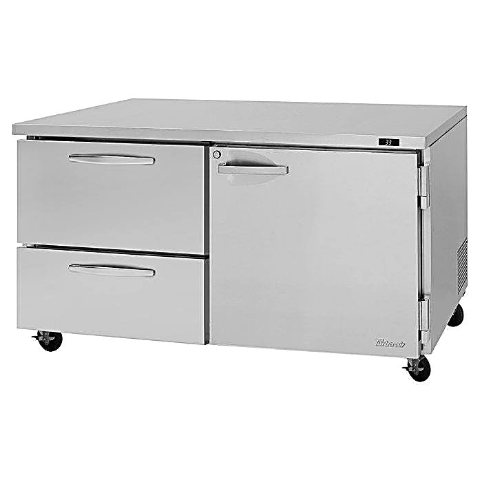 Turbo Air PUR-60-D2R-N 60 1/4" Undercounter Refrigerator w/ (2) Sections - (1) Door & (2) Drawers - Donut-Equipment.com