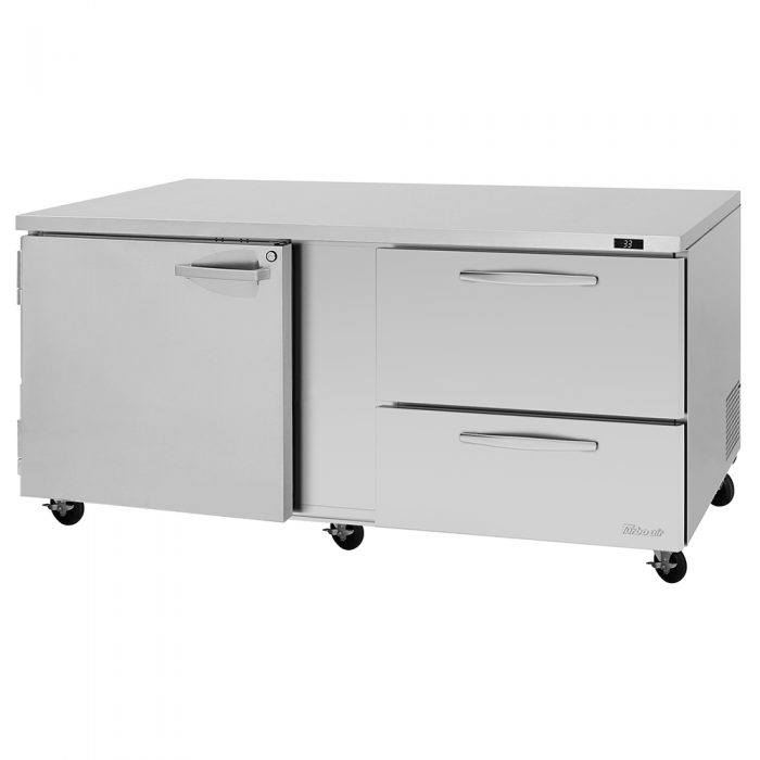 Turbo Air PUR-72-D2R-N 72 5/8" Undercounter Refrigerator w/ 1 Sections - 1 Door & 2 Drawers - Donut-Equipment.com