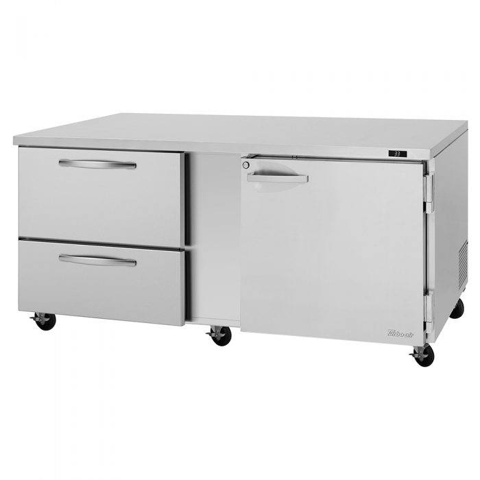 Turbo Air PUR-72-D2R-N 72 5/8" Undercounter Refrigerator w/ 1 Sections - 1 Door & 2 Drawers - Donut-Equipment.com