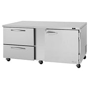 Turbo Air PUR-72-D2R-N 72 5/8" Undercounter Refrigerator w/ 1 Sections - 1 Door & 2 Drawers - Donut-Equipment.com