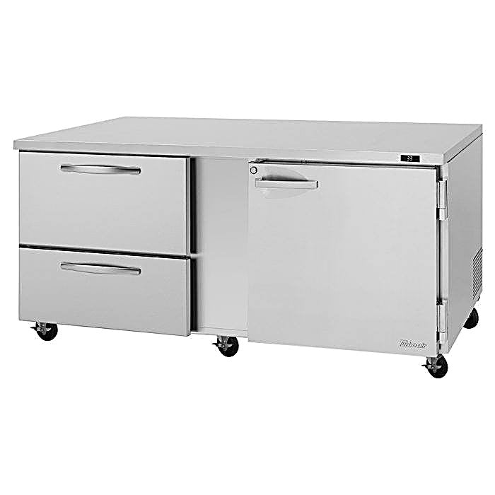 Turbo Air PUR-72-D2R-N 72 5/8" Undercounter Refrigerator w/ 1 Sections - 1 Door & 2 Drawers - Donut-Equipment.com
