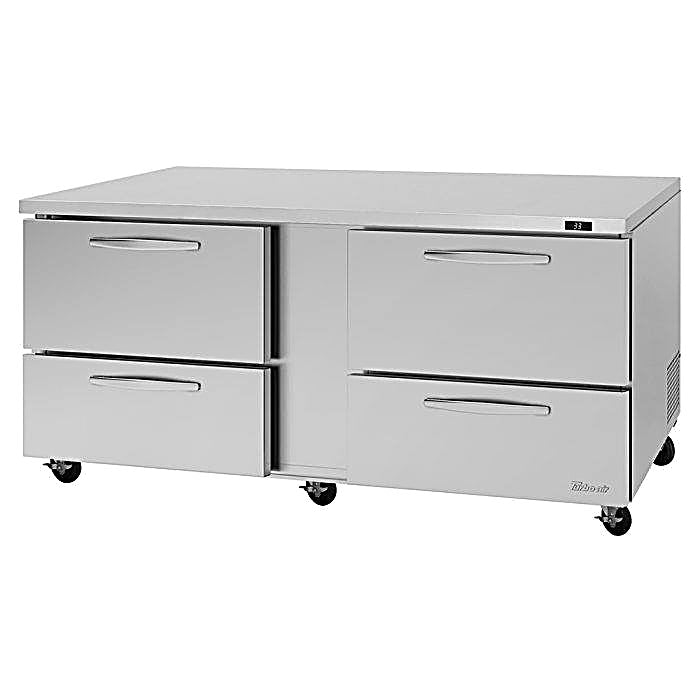 Turbo Air PUR-72-D4-N 72 5/8" W Undercounter Refrigerator w/ 2 Sections & 4 Drawers - Donut-Equipment.com