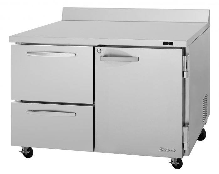 Turbo Air PWF-48-D2R-N 48 1/4" Worktop Freezer w/ 2 Sections, 2 Drawers & 1 Solid Door - Bakery Wholesalers