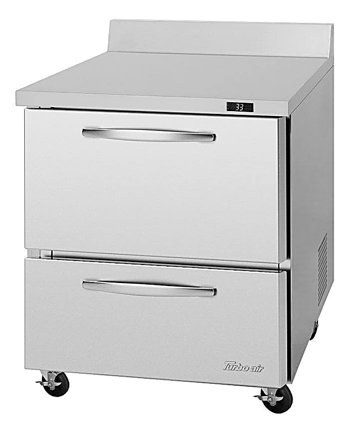 Turbo Air PWR-28-D2-N 27 1/2" Worktop Refrigerator w/ 1 Section, 2 Drawers - Donut-Equipment.com