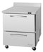 Turbo Air PWR-28-D2-N 27 1/2" Worktop Refrigerator w/ 1 Section, 2 Drawers - Bakery Wholesalers