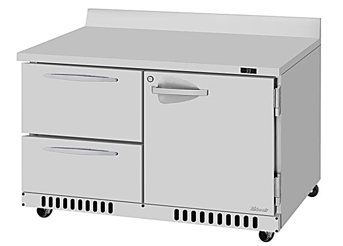 Turbo Air PWR-48-D2R(L)-FB-N 48 1/4" Worktop Refrigerator w/ (2) Sections, 2 Drawers & 1 Solid Door, Front Breathing - Donut-Equipment.com