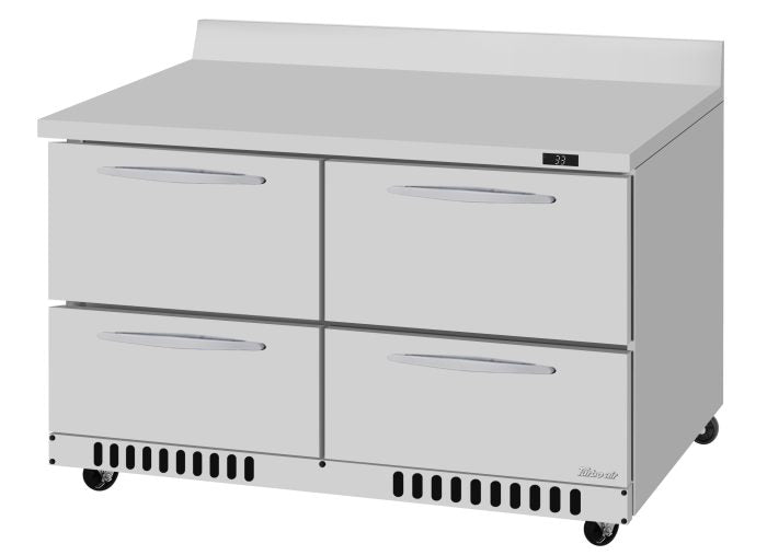 Turbo Air PWR-48-D4-FB-N 48 1/4" Worktop Refrigerator w/ (2) Sections, 4 Drawers, Front Breathing - Bakery Wholesalers