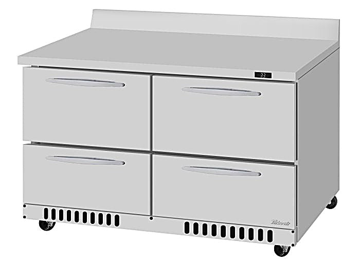 Turbo Air PWR-48-D4-FB-N 48 1/4" Worktop Refrigerator w/ (2) Sections, 4 Drawers, Front Breathing - Donut-Equipment.com