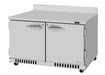 Turbo Air PWR-48-FB-N 48 1/4" Worktop Refrigerator w/ (2) Sections, 2 Solid Doors, Front Breathing - Bakery Wholesalers