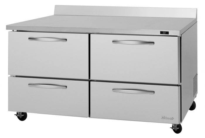 Turbo Air PWR-60-D4-N 60 1/4" Worktop Refrigerator w/ 2 Sections, 4 Drawers - Bakery Wholesalers