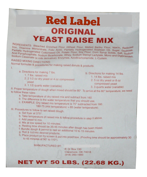 50# Red Label Yeast Raised Donut Mix Bakery Wholesalers