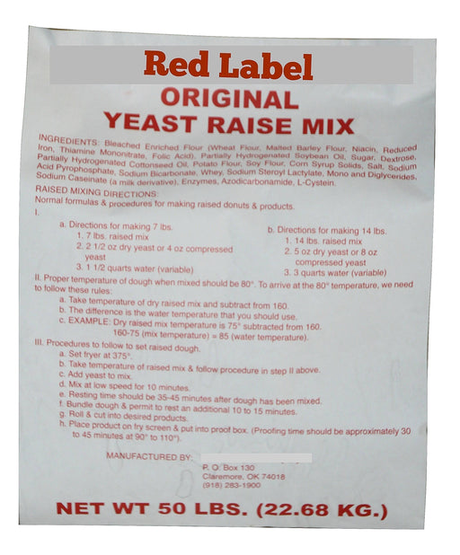 Red Label Raised Donut Mix 50 Pound Bag Bakery Wholesalers