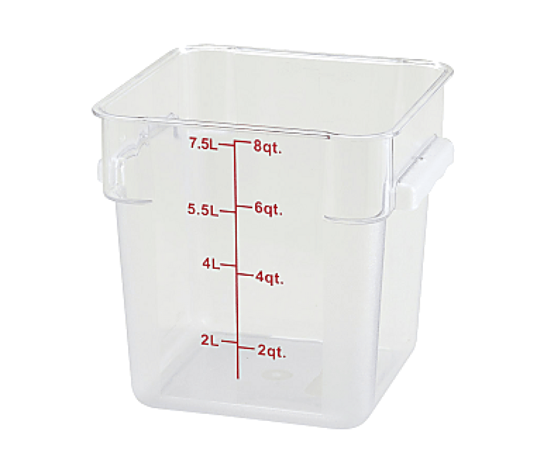 Clear Ingredient Storage Container, 8 quart, square Bakery Wholesalers