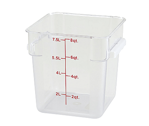 Clear Ingredient Storage Container, 8 quart, square Bakery Wholesalers