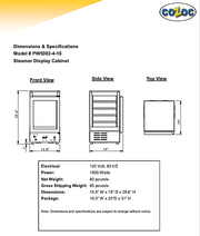 Steamer Heated Merchandiser Cabinet by Cozoc # PW5002-4-16 Bakery Wholesalers