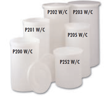 Faribo P205 W/C Straight-Sided Drum with Cover, 19-1/2" Top Diameter x 18-1/2" Bottom Diameter x 36"H, 39 Gallon - Bakery Wholesalers