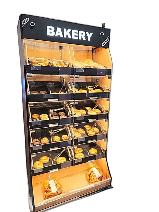 Palram Bakery Backwall Display Case with Upper & Lower Open Storage Compartments – 40"W x 78"H x 20"D - Donut-Equipment.com