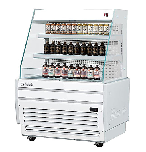 Turbo Air TBA37-50N-W 37" White Horizontal Refrigerated Open Display Merchandiser w/ (2) Shelves, 115v - Donut-Equipment.com