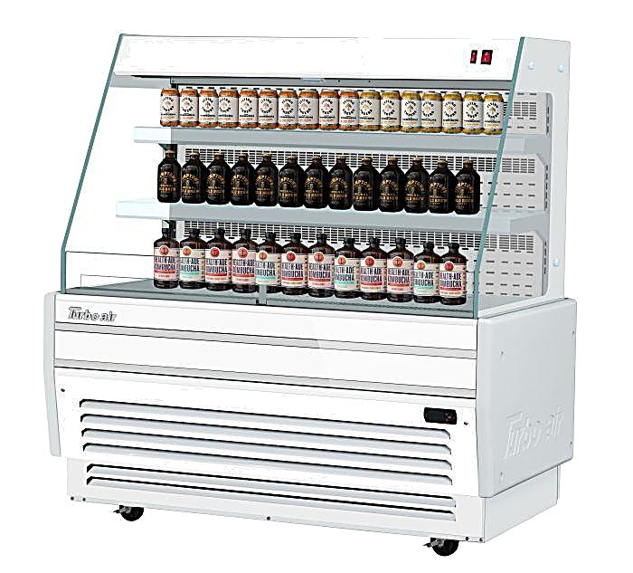 Turbo Air TBA49-50N-W 49" White Horizontal Refrigerated Open Display Merchandiser w/ (2) Shelves, 115v - Donut-Equipment.com