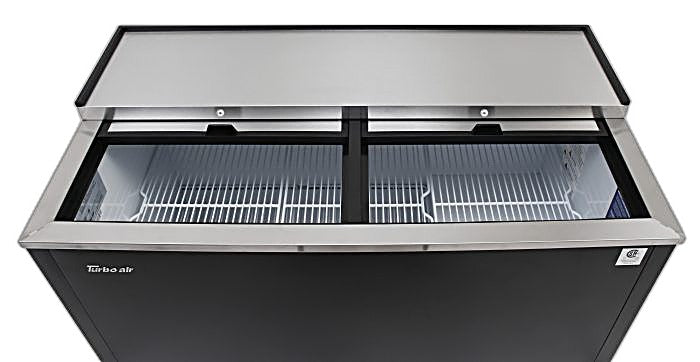 Turbo Air TBC-50SB-GF-N 50" 2-Section Glass Chiller – 140 Mug Capacity, Black, 115v - Donut-Equipment.com