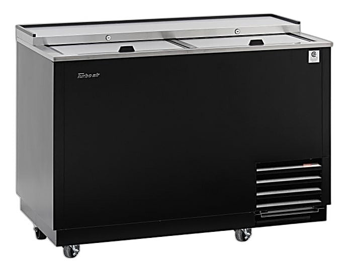 Turbo Air TBC-50SB-GF-N 50" 2-Section Glass Chiller – 140 Mug Capacity, Black, 115v - Donut-Equipment.com