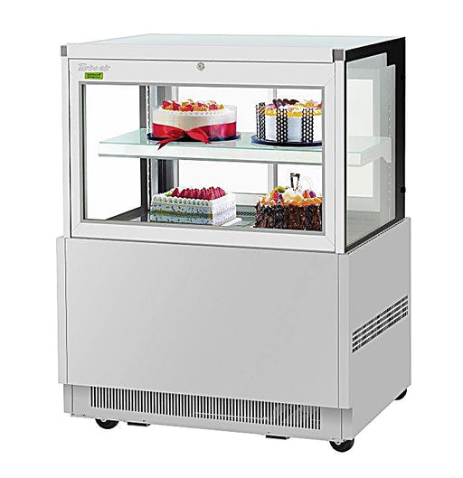 Turbo Air TBP36-46FN-S 35 3/8" Straight Glass Refrigerated Bakery Display Case, 2 Levels, Stainless Steel, 115v - Donut-Equipment.com