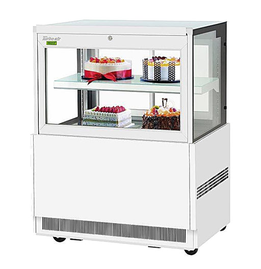 Turbo Air TBP36-46FN-W 35-3/8" Straight Glass Refrigerated Bakery Display Case, 2 Levels, White Exterior, 115v - Donut-Equipment.com