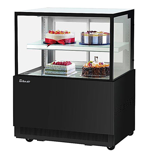 Turbo Air TBP36-46NN-B 35-3/8" Refrigerated Straight Glass Full-Service Bakery Display Case, 2 Levels, Black Exterior, 115v - Donut-Equipment.com