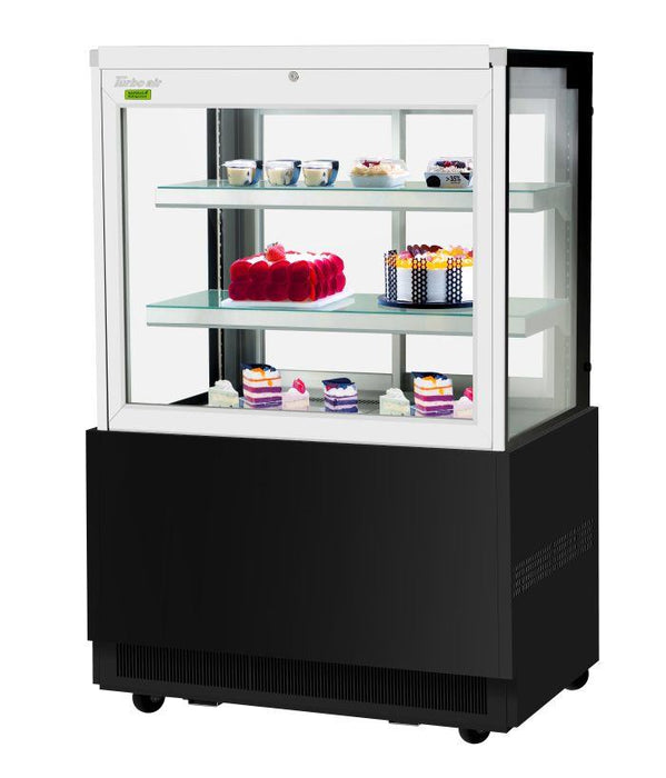 Turbo Air TBP36-54FN-B 35-3/8" Straight Glass Refrigerated Bakery Display Case, 3 Levels, Black Exterior, 115v - Bakery Wholesalers