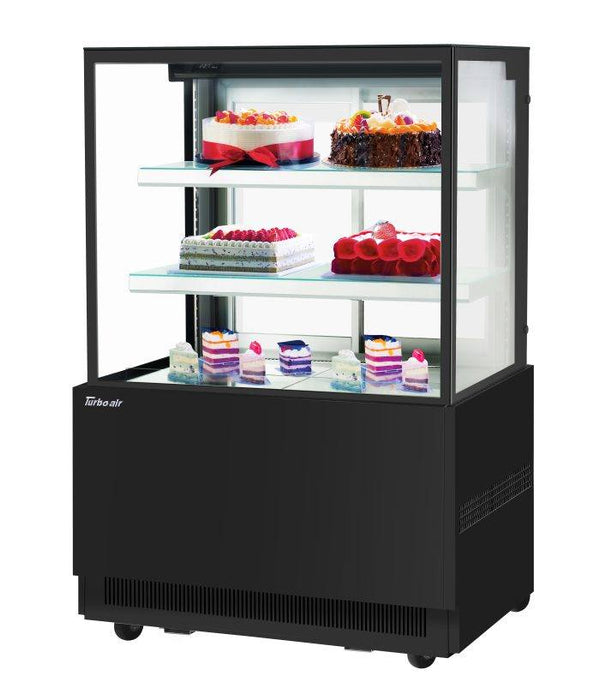 Turbo Air TBP36-54NN-B 35-3/8" Straight Glass Full-Service Bakery Display Case, 3 Levels, Black Exterior, 115v - Bakery Wholesalers