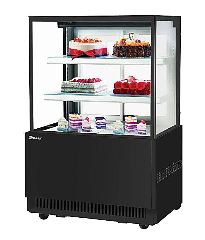 Turbo Air TBP36-54NN-B 35-3/8" Straight Glass Full-Service Bakery Display Case, 3 Levels, Black Exterior, 115v - Donut-Equipment.com