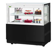 Turbo Air TBP48-46FN-B 47-1/4" Straight Glass Refrigerated Bakery Display Case, 2 Levels, Black Exterior, 115v - Donut-Equipment.com