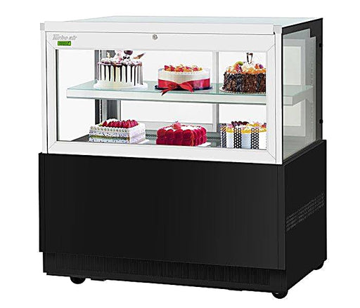 Turbo Air TBP48-46FN-B 47-1/4" Straight Glass Refrigerated Bakery Display Case, 2 Levels, Black Exterior, 115v - Donut-Equipment.com