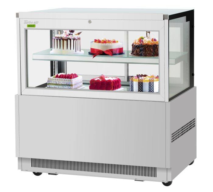 Turbo Air TBP48-46FN-S 47 1/4" Straight Glass Refrigerated Bakery Display Case, 2 Levels, Stainless Steel, 115v - Bakery Wholesalers