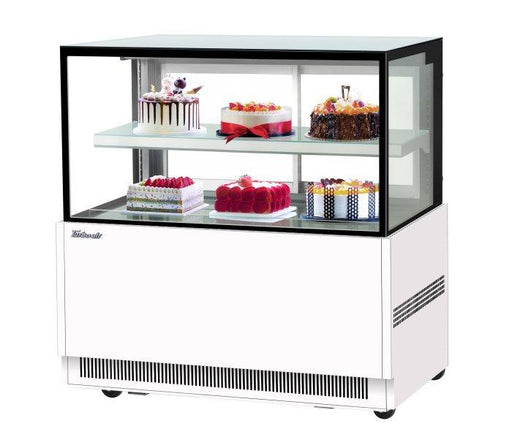 Turbo Air TBP48-46NN-W 47-1/4" Refrigerated Straight Glass Full-Service Bakery Display Case, 2 Levels, White Exterior, 115v - Bakery Wholesalers