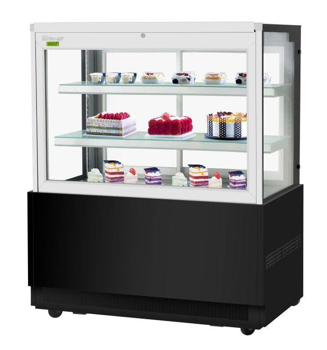 Turbo Air TBP48-54FN-B 47-1/4" Straight Glass Refrigerated Bakery Display Case, 3 Levels, Black Exterior, 115v - Bakery Wholesalers
