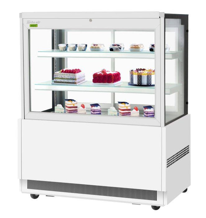 Turbo Air TBP48-54FN-W 47-1/4" Straight Glass Refrigerated Bakery Display Case, 3 Levels, White Exterior, 115v - Bakery Wholesalers