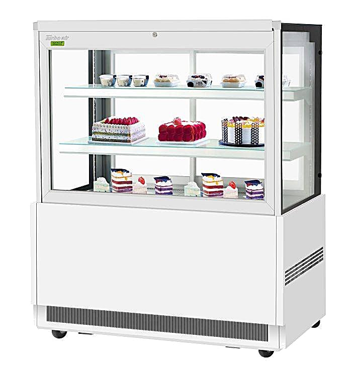 Turbo Air TBP48-54FN-W 47-1/4" Straight Glass Refrigerated Bakery Display Case, 3 Levels, White Exterior, 115v - Donut-Equipment.com