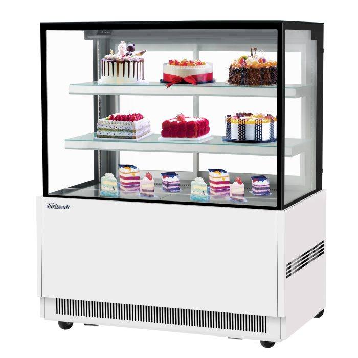 Turbo Air TBP48-54NN-W 47" Straight Glass Full-Service Refrigerated Bakery Display Case, 3 Levels, White Exterior, 115v - Bakery Wholesalers