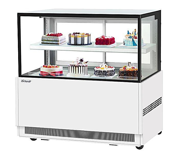 Turbo Air TBP60-46NN-W 59" Refrigerated Straight Glass Full-Service Bakery Display Case, 2 Levels, White Exterior, 115v - Donut-Equipment.com