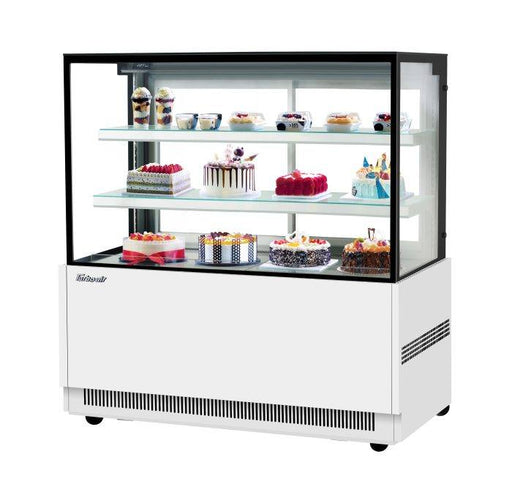 Turbo Air TBP60-54NN-W 59" Straight Glass Full-Service Bakery Display Case, 3 Levels, White Exterior, 115v - Bakery Wholesalers
