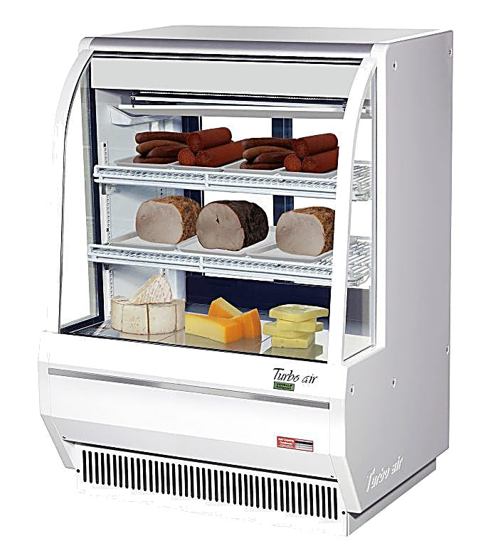 Turbo Air TCDD-36H-W-N 36" Curved Glass Full-Service Deli Display Case, 3 Levels, White Exterior, 115v - Donut-Equipment.com