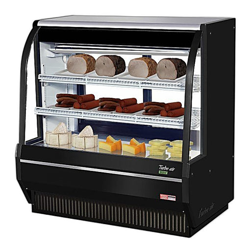 Turbo Air TCDD-48H-B-N 48" Curved Glass Full-Service Deli Display Case, 3 Levels, Black Exterior, 115v - Donut-Equipment.com