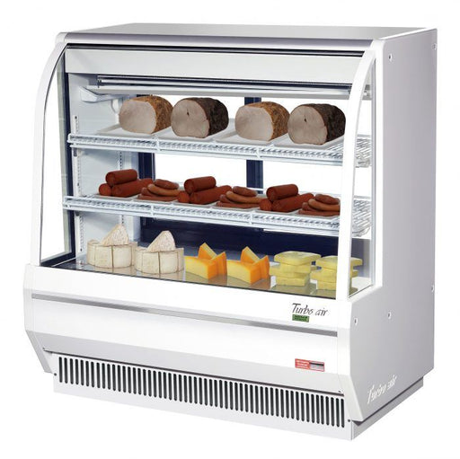 Turbo Air TCDD-48H-W-N 48" Curved Glass Full-Service Deli Display Case, 3 Levels, White Exterior, 115v - Bakery Wholesalers