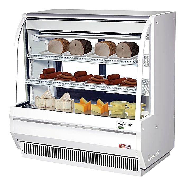 Turbo Air TCDD-48H-W-N 48" Curved Glass Full-Service Deli Display Case, 3 Levels, White Exterior, 115v - Donut-Equipment.com