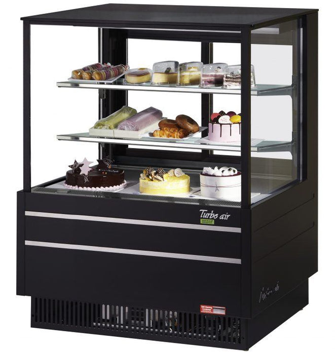 Turbo Air TCGB-36UF-B-N 36-1/2" Straight Glass Full-Service Bakery Display Case, 3 Levels, Black Exterior, 115v - Bakery Wholesalers